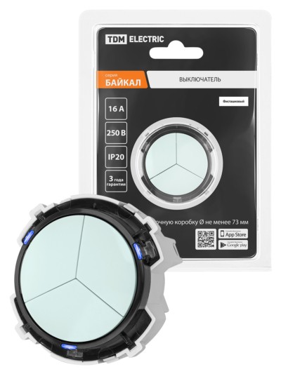 Выключатель 3-кл. 16А 250В кнопочный механизм фисташковый, “Байкал” TDM