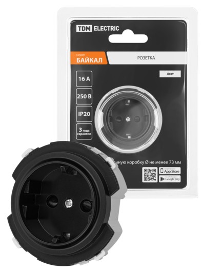 Розетка 2П+З 16А 250В с защ. шт. агат, “Байкал” TDM