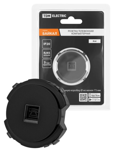 Розетка телефонная RJ11 агат, “Байкал” TDM