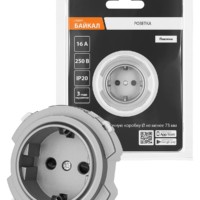 Розетка 2П+З 16А 250В с защ. шт. платина, “Байкал” TDM