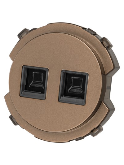 Розетка компьютерная двойная RJ45 бронза, "Байкал" TDM — изображение 2