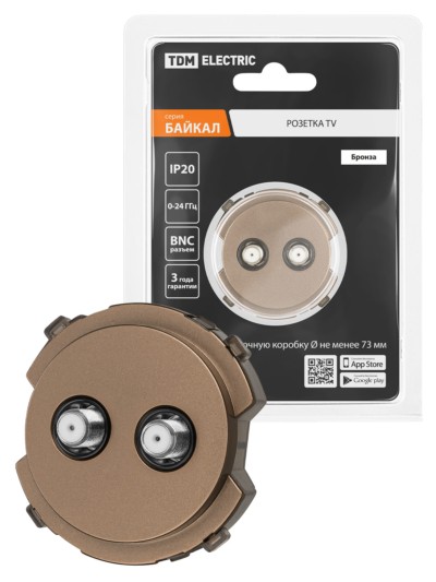Розетка TV/SAT проходная бронза, “Байкал” TDM