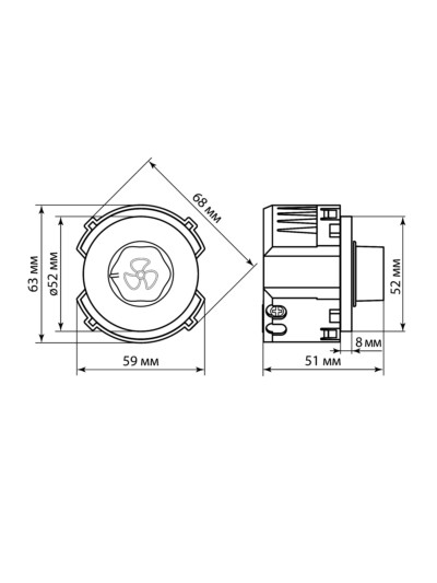 Диммер для вентилятора (RL, 500Вт) поворотный бронза, "Байкал" TDM — изображение 6