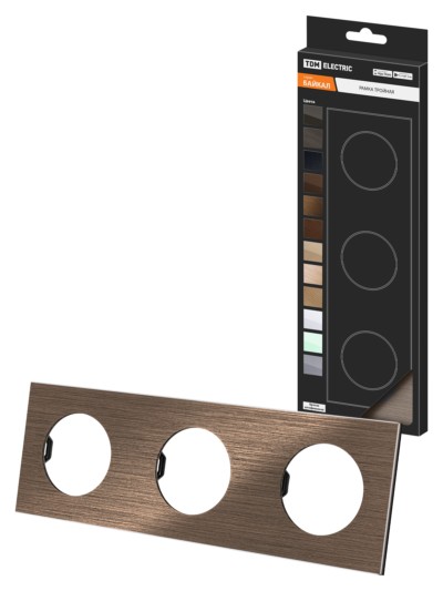 Рамка тройная бронза, алюминий, шлифованный, “Байкал” TDM