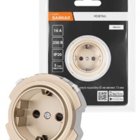 Розетка 2П+З 16А 250В с защ. шт. шампань, “Байкал” TDM