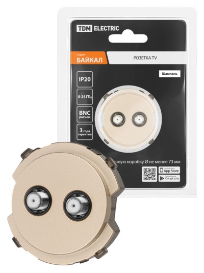 Розетка TV/SAT проходная шампань, “Байкал” TDM