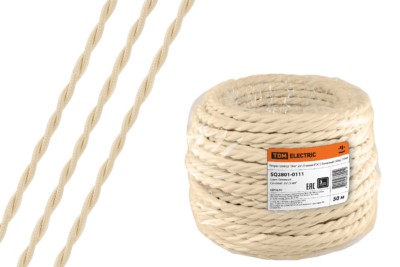 Провод ретро Эко 2х1,5 витой ГОСТ бежевый 50м TDM