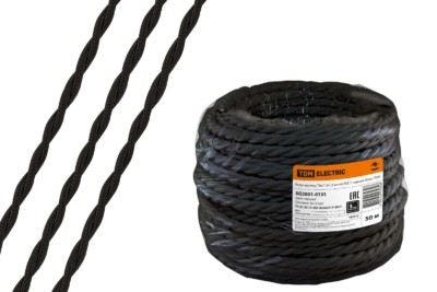 Провод ретро Эко 2х1,5 витой ГОСТ черный 50м TDM