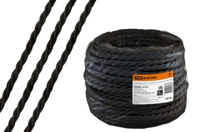 Провод ретро Эко 3х1,5 витой ГОСТ черный 50м TDM