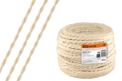 Провод ретро Эко 2х1,5 витой ГОСТ бежевый 20м TDM