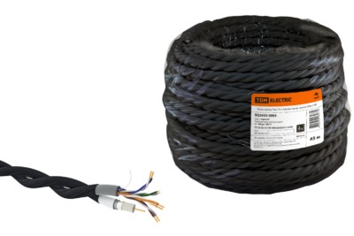 Провод ретро Эко TV + Internet  витой черный 45м TDM