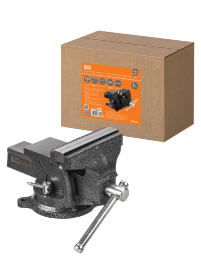 Тиски слесарные, поворотные, c наковальней, 125 мм, “Рубин”, TDM