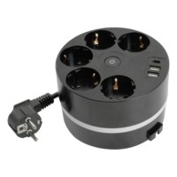 HM10-51-01 Удлинитель 5-местный с/з, 3×1мм2, 2.5м, 250В, 16А, 2USB+С 5V 3,1А, серия Comfort, черный