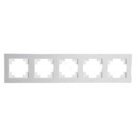 Рамка 5-местная стекло Stekker GFR00-7005-01М Катрин белый матовый
