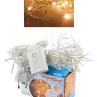 Гирлянда светодиодная 80LED бел. прозр. провод 8.8м (7.3+1.5) 8 режимов мигания IP20 тепл. бел. Космос