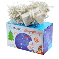 Гирлянда светодиодная 100LED син. прозр. провод 10.8м (9.3+1.5) 8 режимов мигания IP20 син. Космос