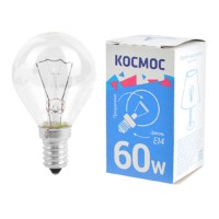 Лампа ЛН шар 60Вт E14 прозр. Космос LKsmSSpCL60E14v2