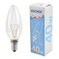 Лампа ЛН свеча 40Вт E14 прозр. Космос LKsmSCnCL40E14v2