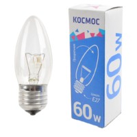 Лампа ЛН свеча 60Вт E27 прозр. Космос LKsmSCnCL60E27v2