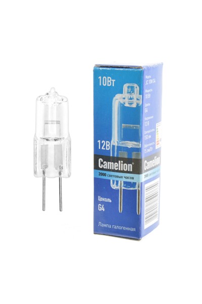 Лампа галогенная JC 10Вт 12В капс. g4 Camelion 2167