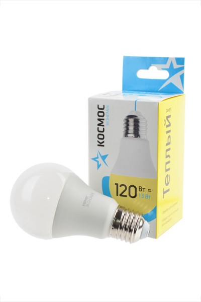 Лампа СДЛ A60 13Вт 3000К E27 220В Космос LkecLED13wA60E2730