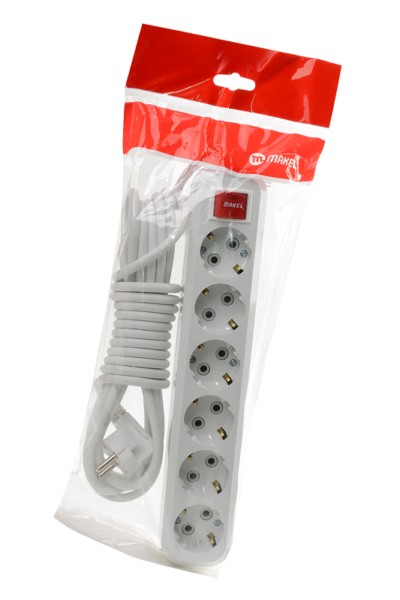 Удлинитель сетевой 6х5м с/з 16А IP20 с выкл. Makel MGP234