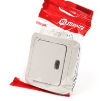 Выключатель 1кл. СП Mimoza 10А IP20 с инд. крем. Makel 25021