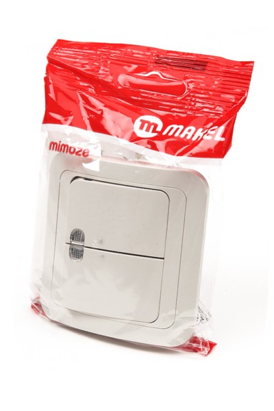 Выключатель 2кл. СП Mimoza 10А IP20 с инд. крем. Makel 25023