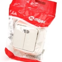 Выключатель 2кл. ОП 10А IP20 с инд. крем. Makel 45223