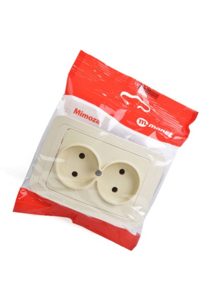 Розетка 2-м СП Mimoza 16А IP20 крем./крем. Makel 25017