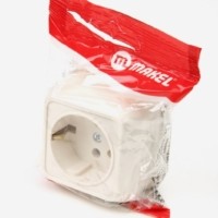 Розетка 1-м ОП 16А IP20 квадрат. с/з крем. Makel 45208