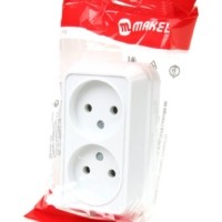 Розетка 2-м ОП 16А IP20 бел. Makel 45117