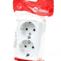 Розетка 2-м ОП 16А IP20 с/з бел. Makel 45182