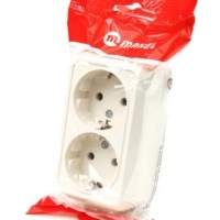 Розетка 2-м ОП 16А IP20 с/з крем. Makel 45282