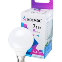 Лампа СДЛ GL45 7.5Вт 6500К E14 220В Космос LkecLED7.5wGL45E1465