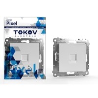 Розетка компьютерная 1-м СП Pixel RJ45 кат.5E механизм бел. Tokov Electric TKE-PX-RC1-C01