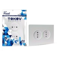 Розетка 2-м СП Pixel 16А IP20 без заземл. в сборе перламутр. Tokov Electric TKE-PX-R2F-C04