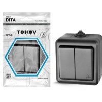 Выключатель 2-кл. ОП Dita IP54 10А 250В карбон Tokov Electric TKL-DT-V2-C14-IP54