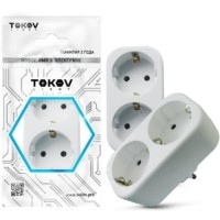 Разветвитель 2-м с заземл. 16А 250В IP20 полипропилен бел. Tokov Electric TKL-S2Z-C01