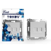 Розетка компьютерная 2-м СП Pixel RJ45 кат.5E механизм бел. Tokov Electric TKE-PX-RC2-C01