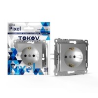 Розетка 1-м СП Pixel 16А IP20 с заземл. механизм алюм. Tokov Electric TKE-PX-R1Z-C03