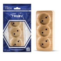 Розетка 3-м ОП Frea 16А IP20 250В без заземл. АБС-пластик сосна Tokov Electric TKE-FR-R3-C25