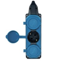 Колодка удлинителя 3-м с заземл. 16А IP44 каучук син. Tokov Electric TKE-C08-KK3-Z