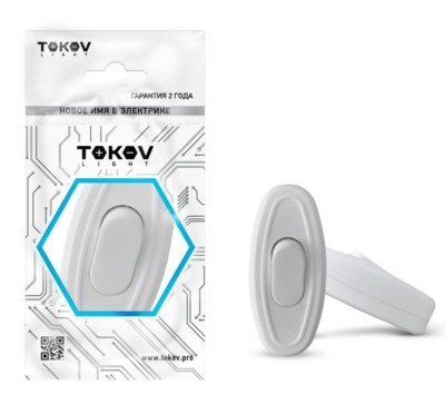 Переключатель на шнур 6А 250В IP20 бел. Tokov Electric TKL-SW-C01