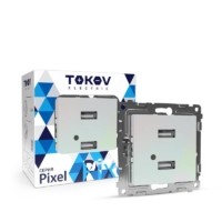Розетка 2-м USB СП Pixel тип A+A 5В 1х2.1А 2х1.05А механизм перламутр. Tokov Electric TKE-PX-2USB-C04