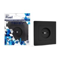 Розетка 1-м СП Pixel 16А IP20 без заземл. в сборе карбон Tokov Electric TKE-PX-R1F-C14