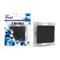 Переключатель проходной 2-кл. СП Pixel 10А IP20 механизм карбон Tokov Electric TKE-PX-P2-C14