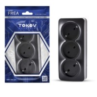 Розетка 3-м ОП Frea 16А IP20 250В без заземл. АБС-пластик карбон Tokov Electric TKE-FR-R3-C14