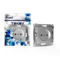 Розетка 1-м СП Pixel 16А IP20 без заземл. защ. шторки механизм алюм. Tokov Electric TKE-PX-R1SF-C03