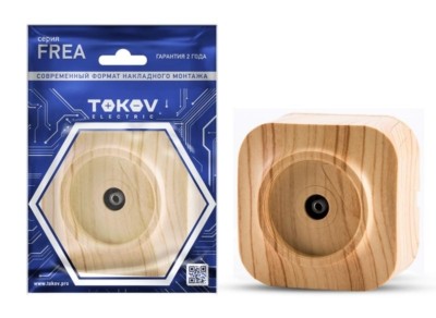 Розетка телевизионная TV 1-м ОП Frea IP20 АБС-пластик сосна Tokov Electric TKE-FR-A1C-C25